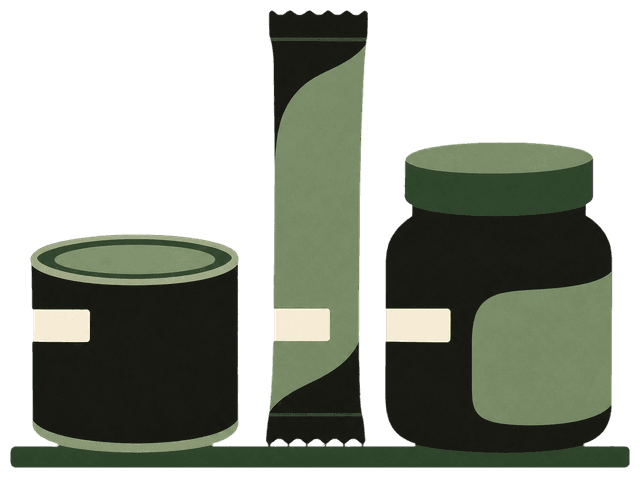 Rootcut illustration of several unbranded pet product packages